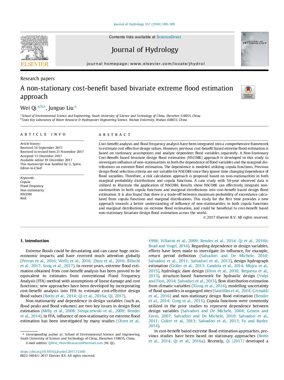 A non-stationary cost-benefit based bivariate extreme flood estimation approach