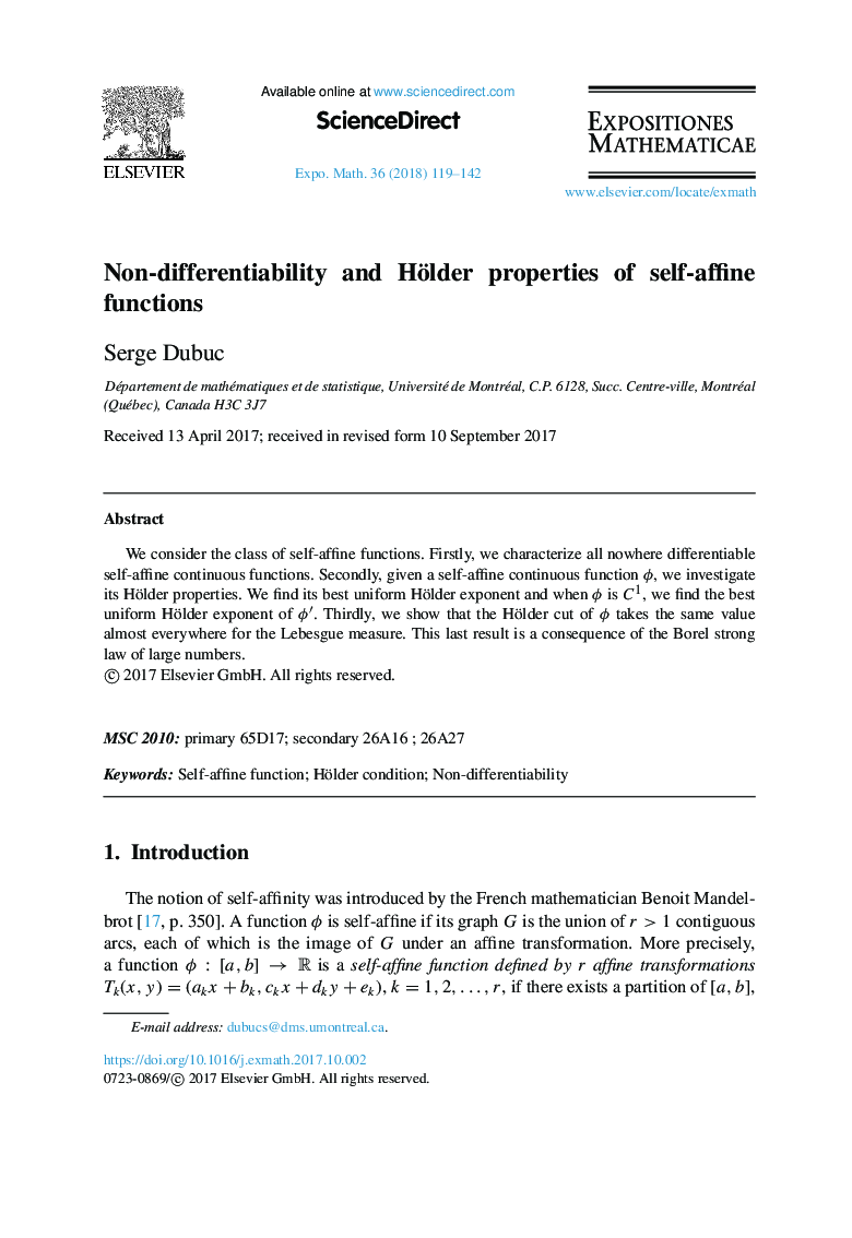 Non-differentiability and Hölder properties of self-affine functions