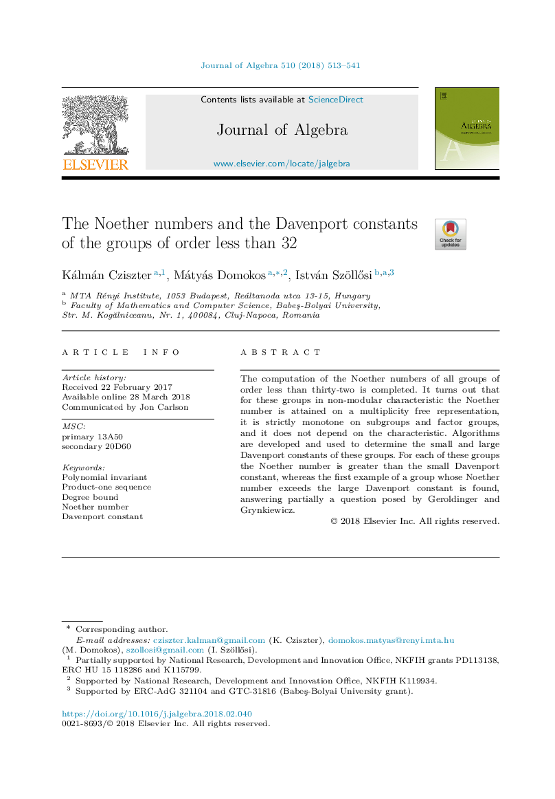 The Noether numbers and the Davenport constants of the groups of order less than 32