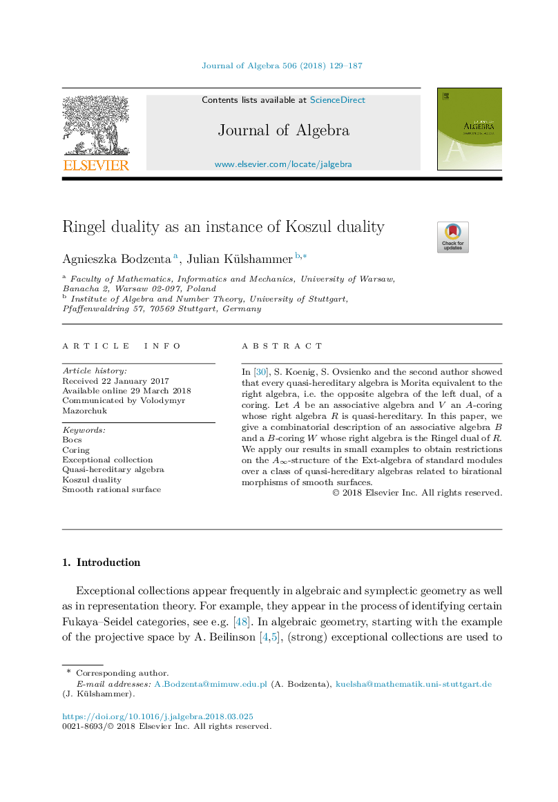 Ringel duality as an instance of Koszul duality