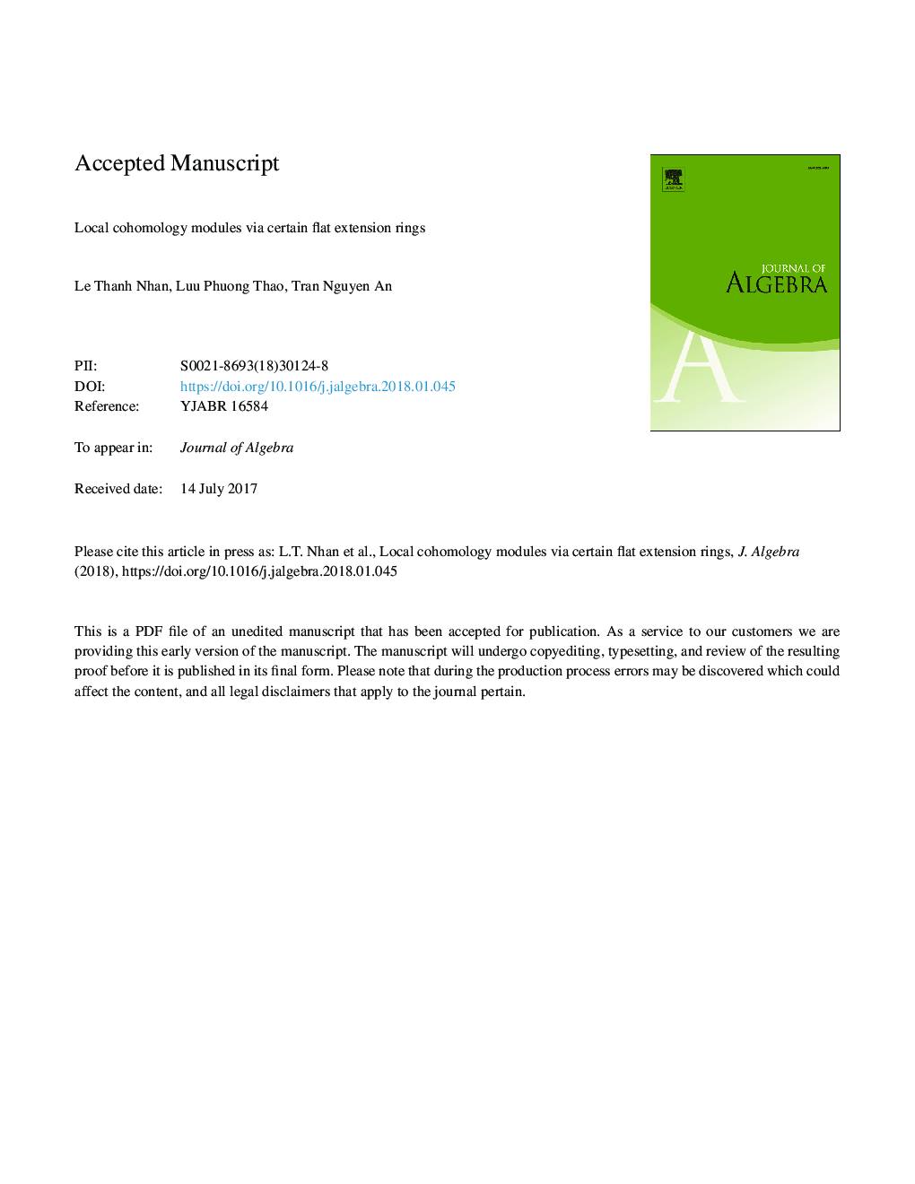 Local cohomology modules via certain flat extension rings