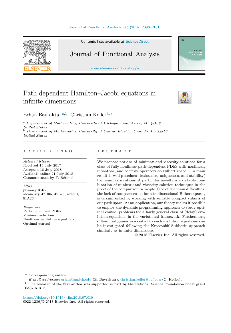 Path-dependent Hamilton-Jacobi equations in infinite dimensions