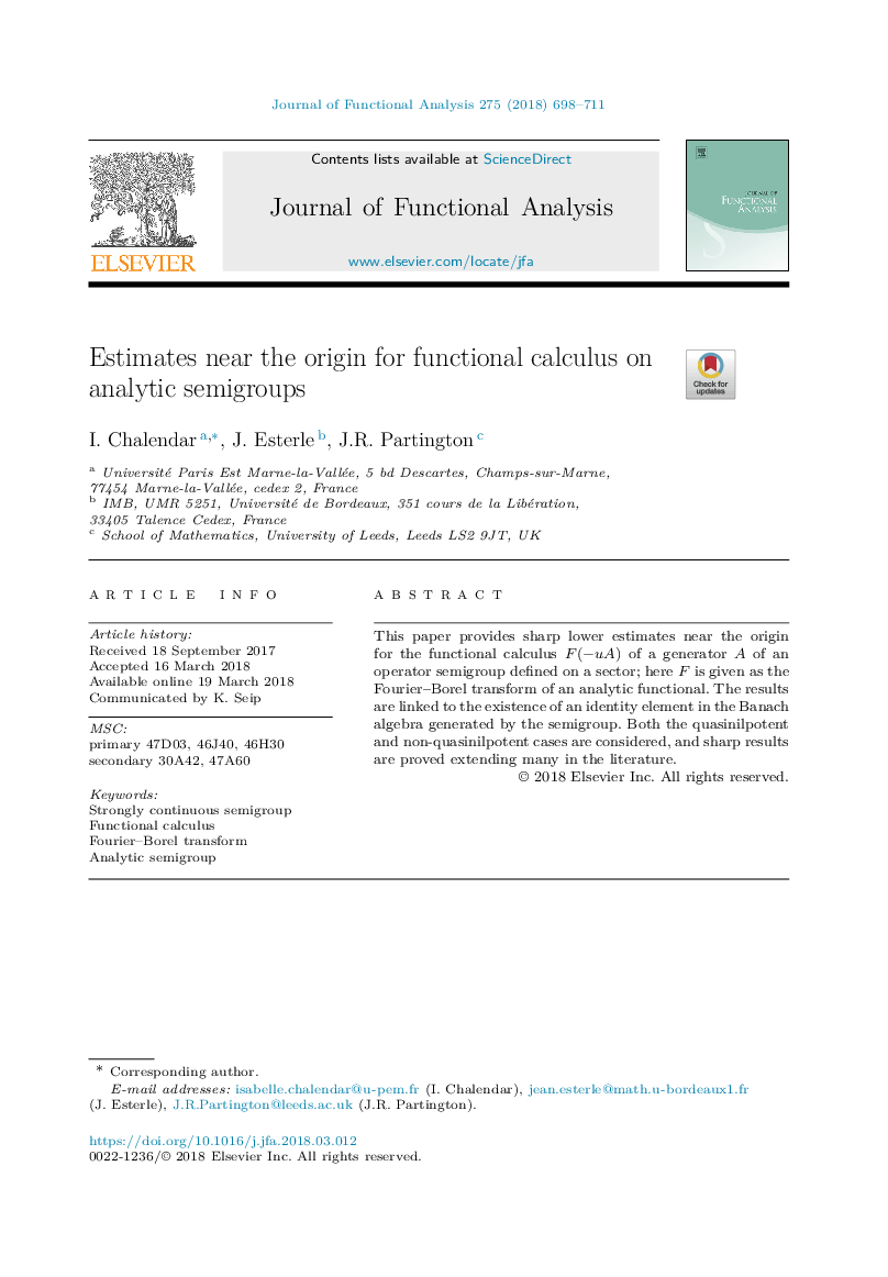 Estimates near the origin for functional calculus on analytic semigroups