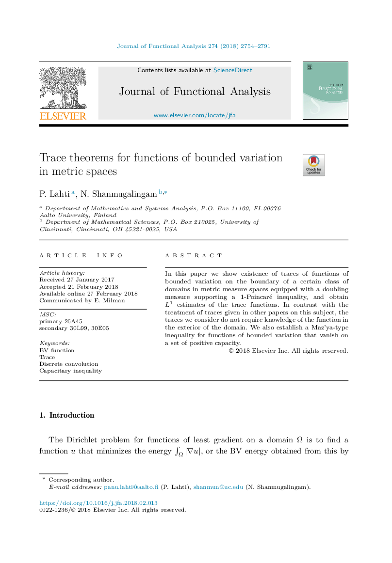 Trace theorems for functions of bounded variation in metric spaces