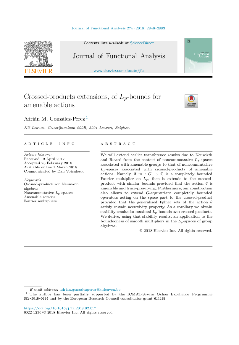 Crossed-products extensions, of Lp-bounds for amenable actions