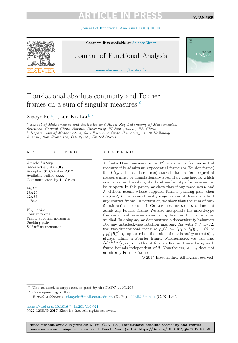 Translational absolute continuity and Fourier frames on a sum of singular measures