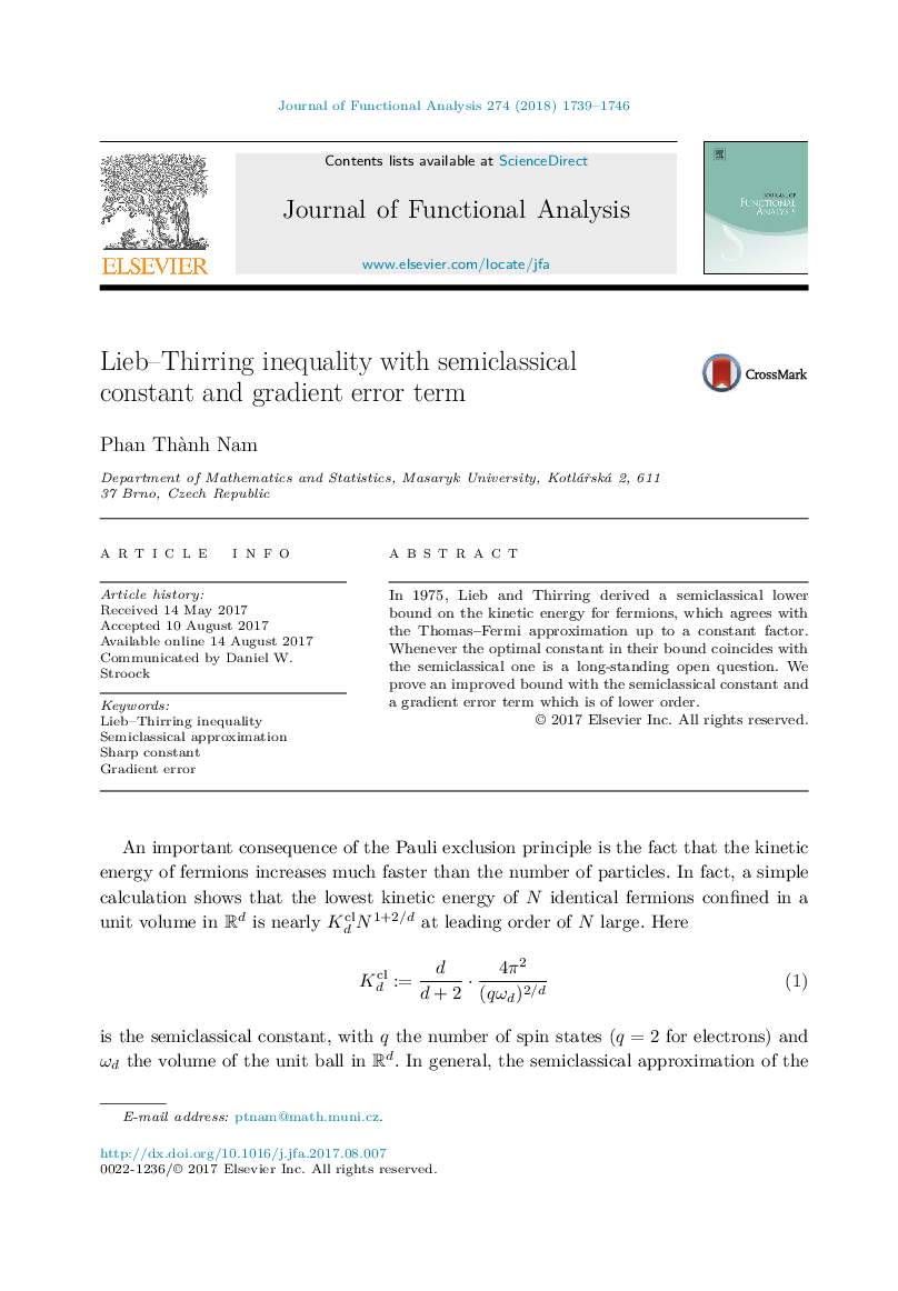 Lieb-Thirring inequality with semiclassical constant and gradient error term