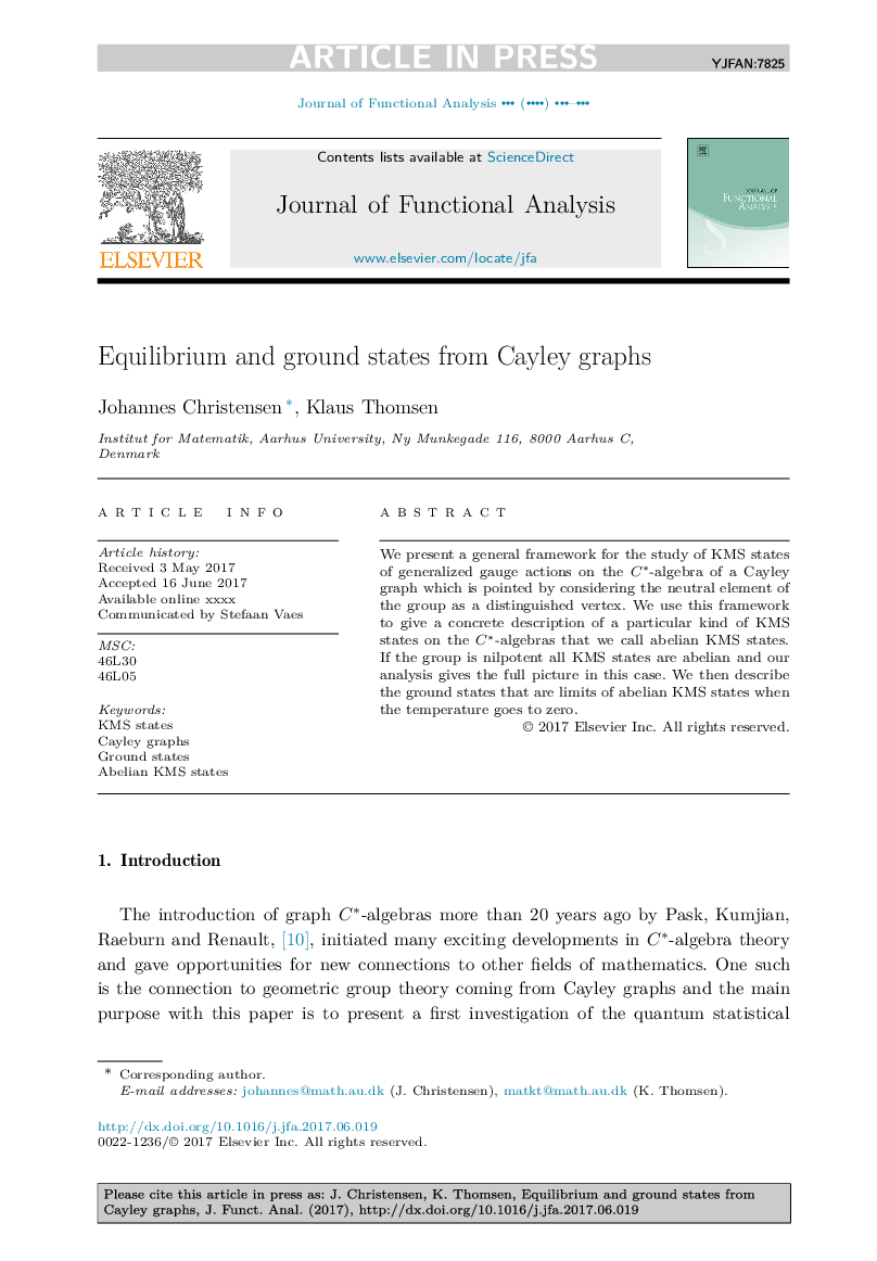 Equilibrium and ground states from Cayley graphs