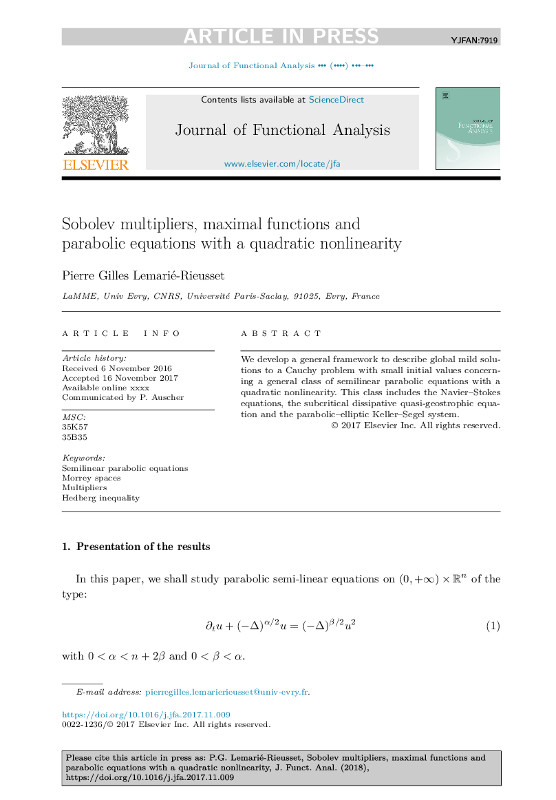 Sobolev multipliers, maximal functions and parabolic equations with a quadratic nonlinearity