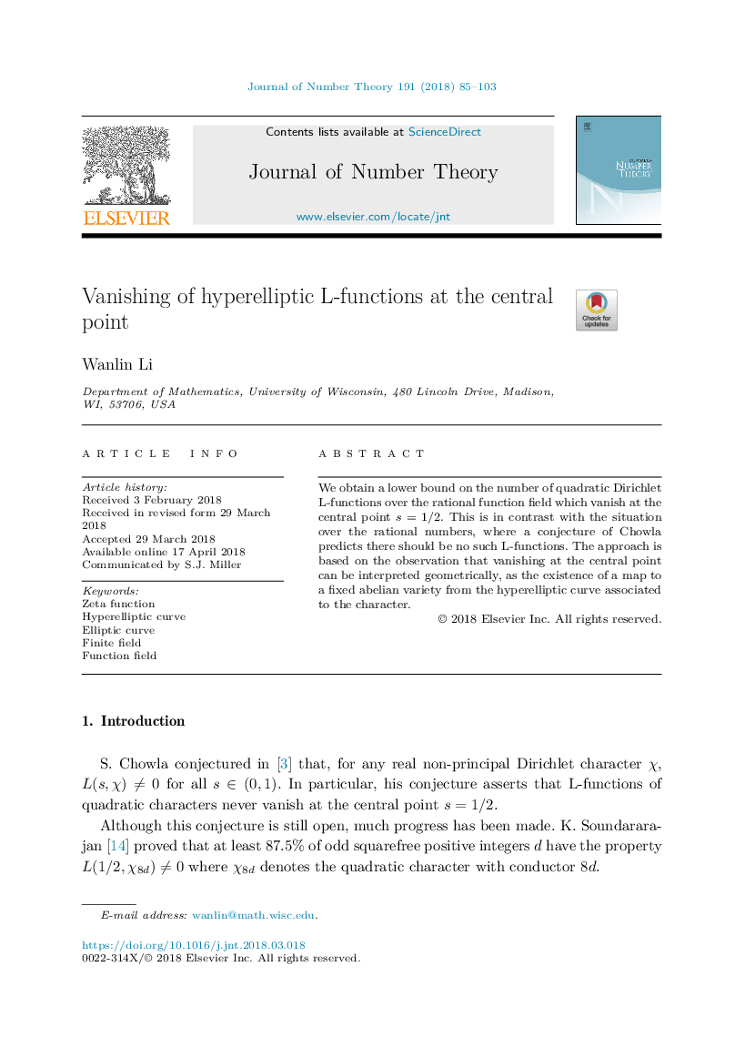 Vanishing of hyperelliptic L-functions at the central point