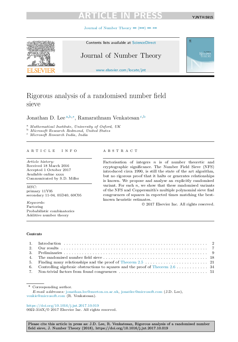 Rigorous analysis of a randomised number field sieve