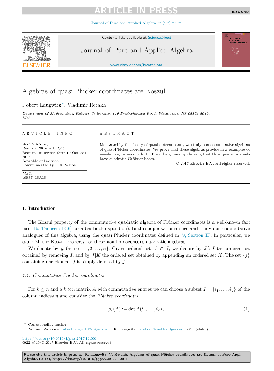 Algebras of quasi-Plücker coordinates are Koszul