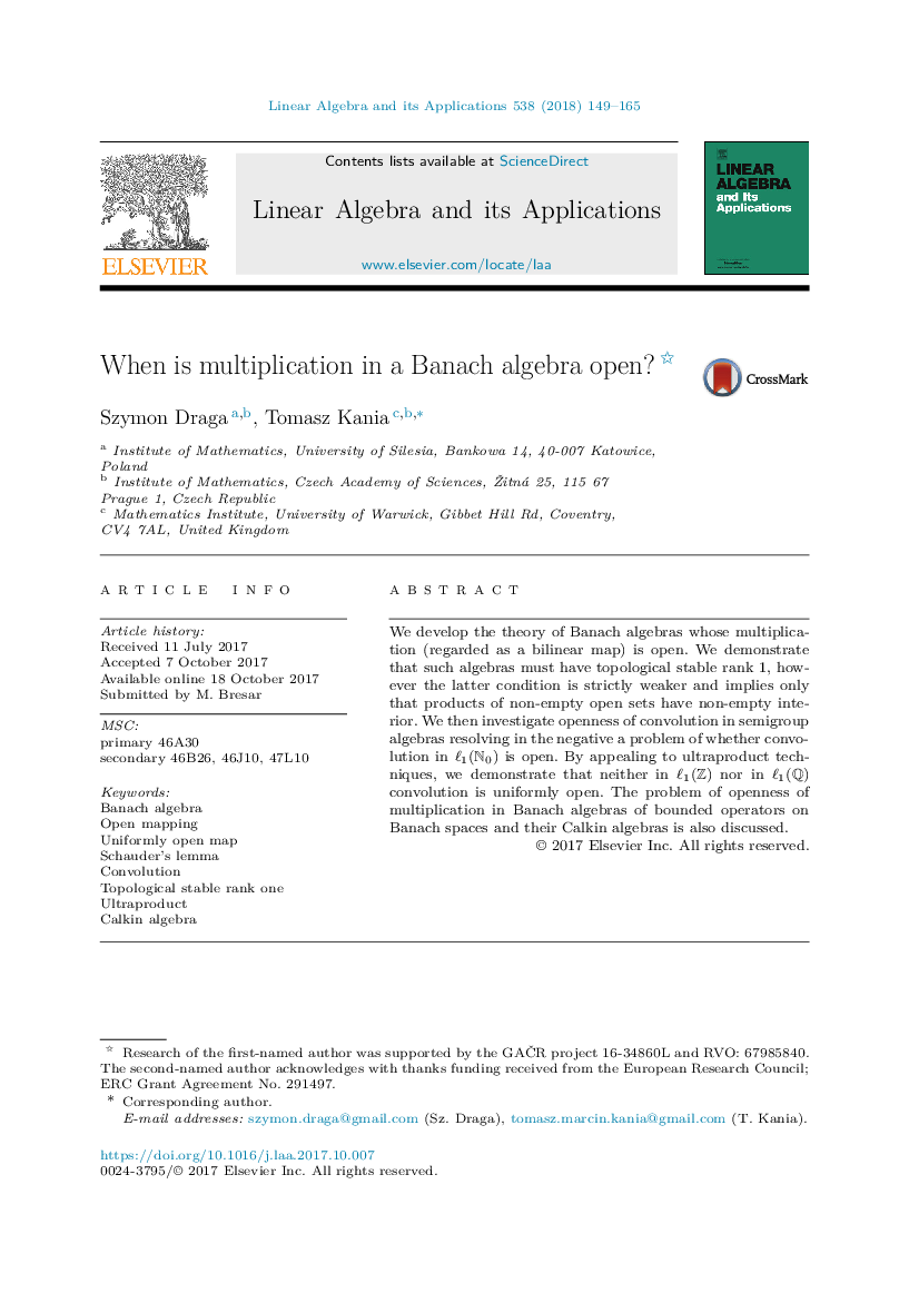 When is multiplication in a Banach algebra open?