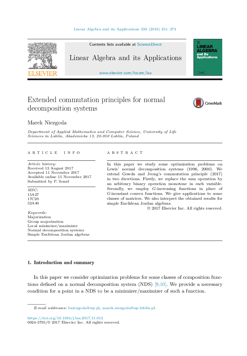 Extended commutation principles for normal decomposition systems