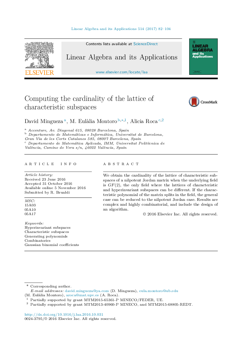 Computing the cardinality of the lattice of characteristic subspaces