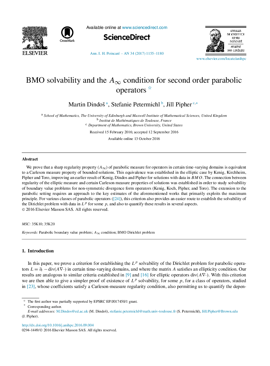 BMO solvability and the Aâ condition for second order parabolic operators