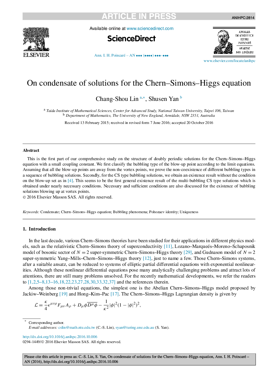 On condensate of solutions for the Chern-Simons-Higgs equation