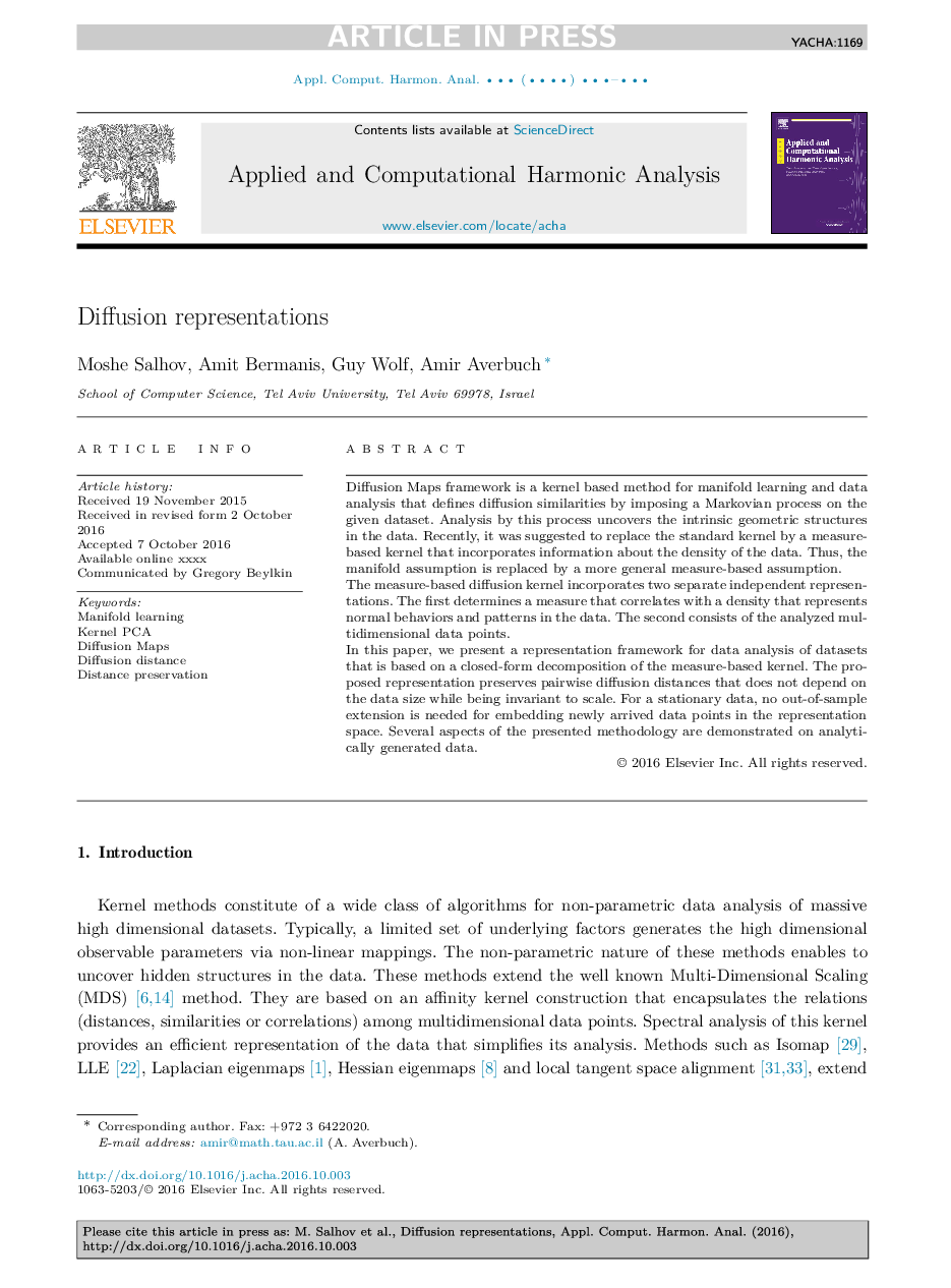 Diffusion representations