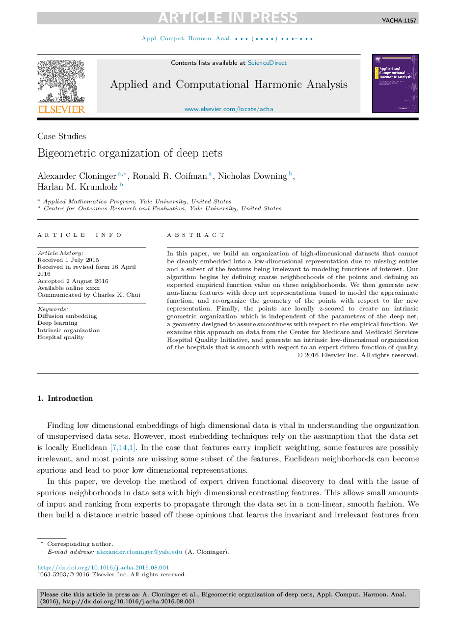 Bigeometric organization of deep nets