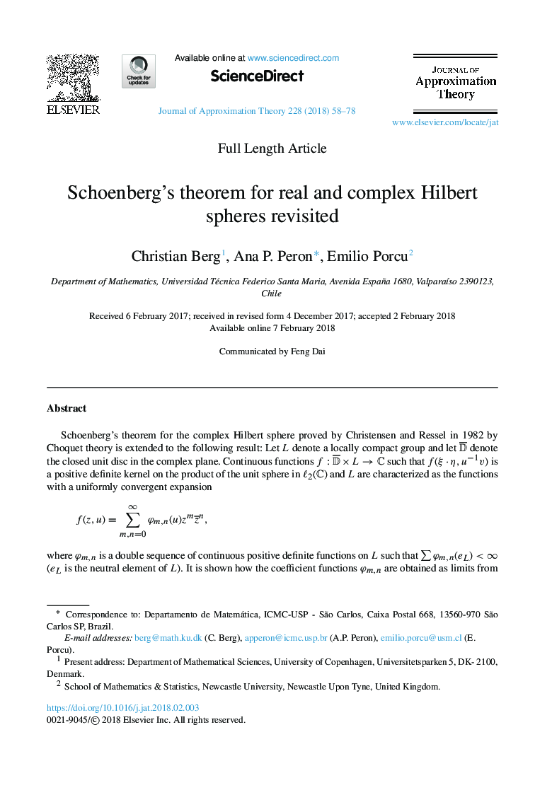 Schoenberg's theorem for real and complex Hilbert spheres revisited