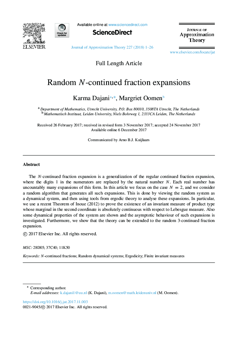 Random N-continued fraction expansions