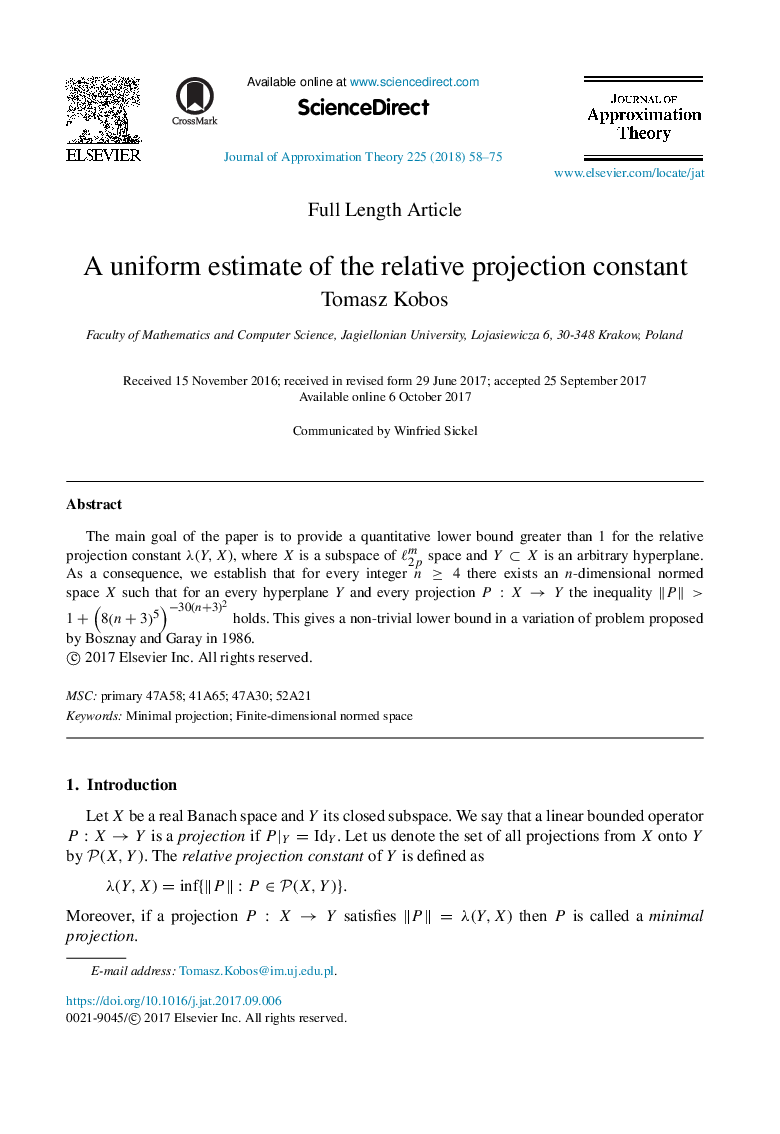 A uniform estimate of the relative projection constant