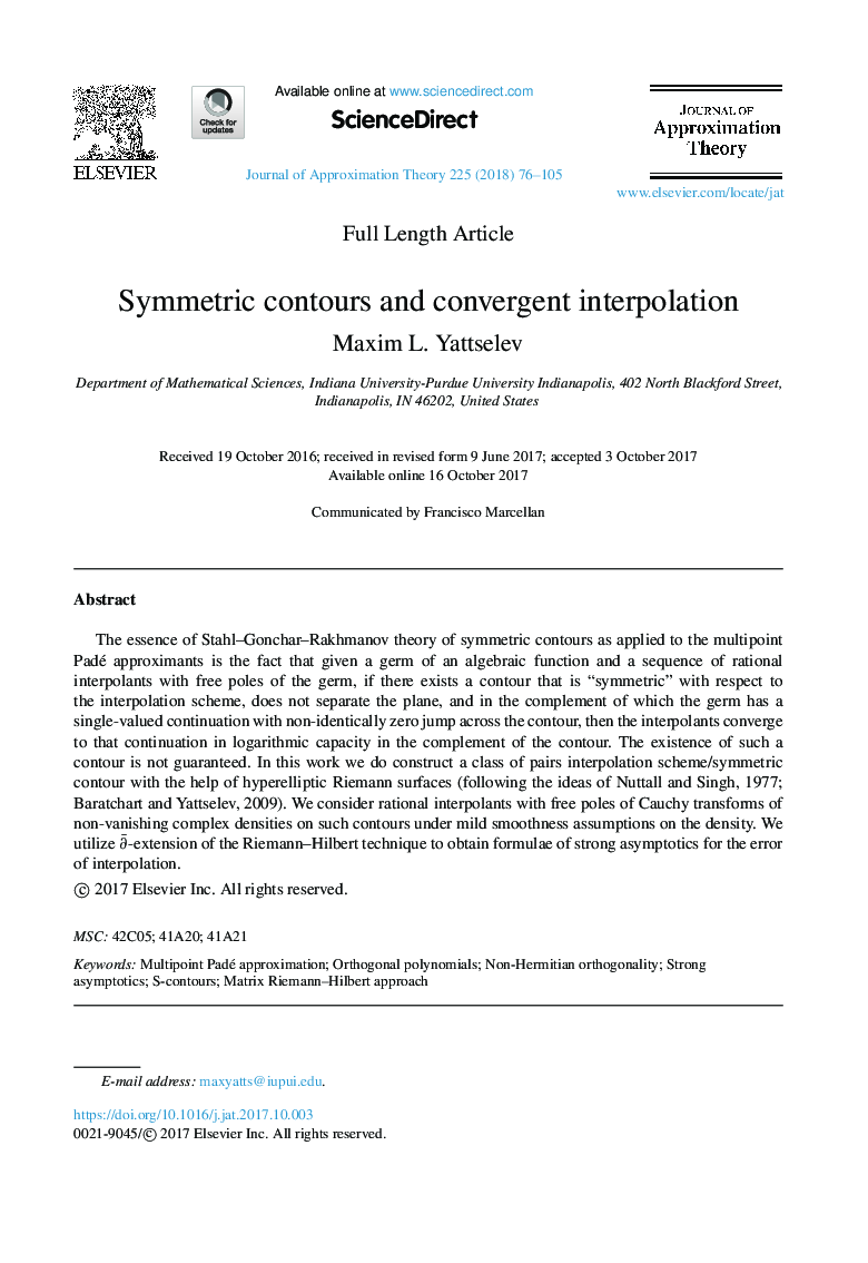 Symmetric contours and convergent interpolation