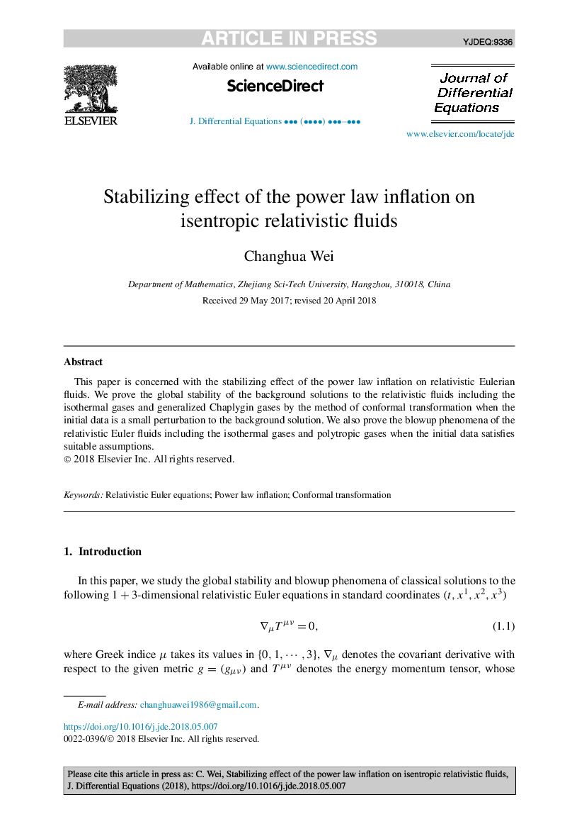 Stabilizing effect of the power law inflation on isentropic relativistic fluids