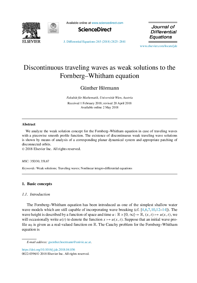 Discontinuous traveling waves as weak solutions to the Fornberg-Whitham equation