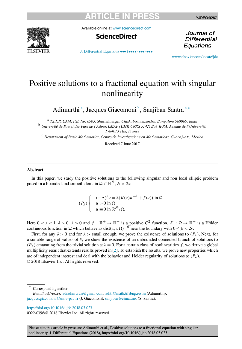 Positive solutions to a fractional equation with singular nonlinearity