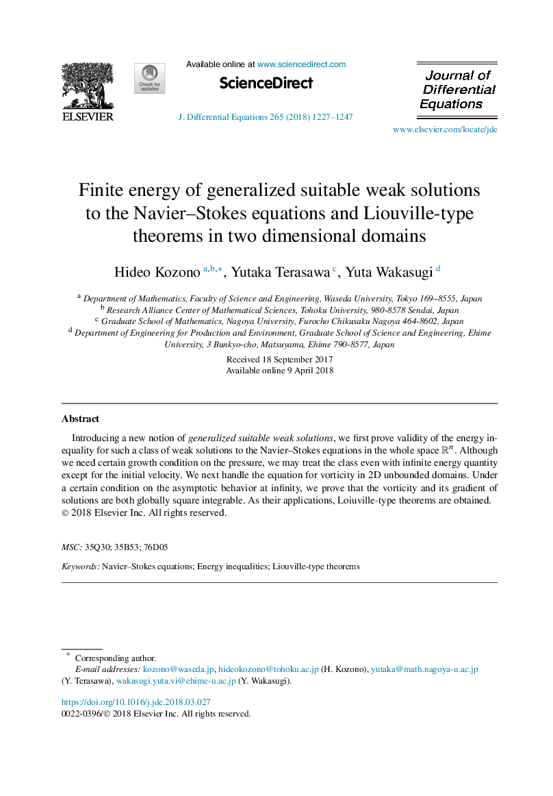 Finite energy of generalized suitable weak solutions to the Navier-Stokes equations and Liouville-type theorems in two dimensional domains