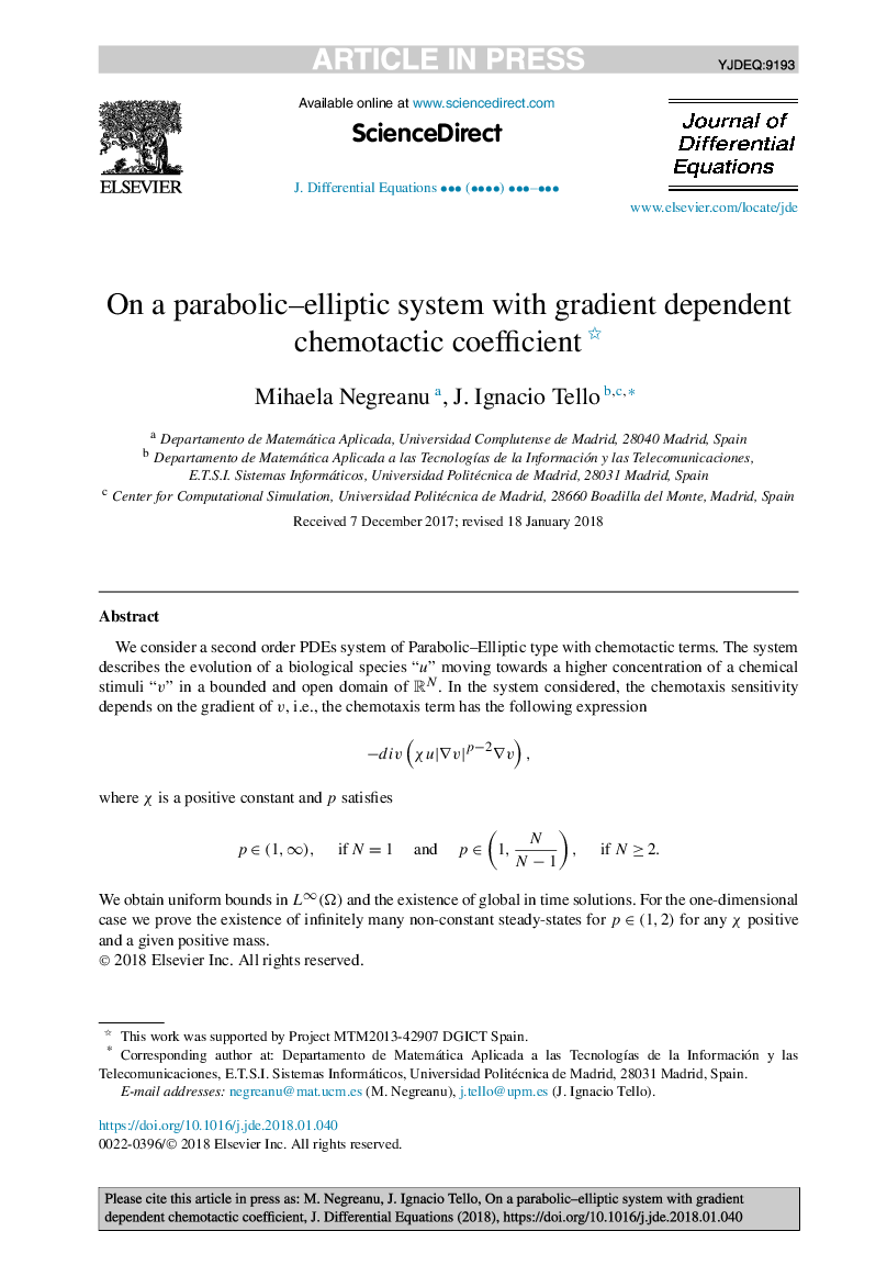 On a parabolic-elliptic system with gradient dependent chemotactic coefficient
