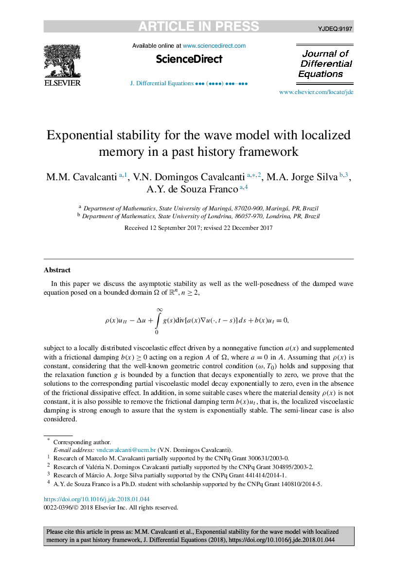 Exponential stability for the wave model with localized memory in a past history framework