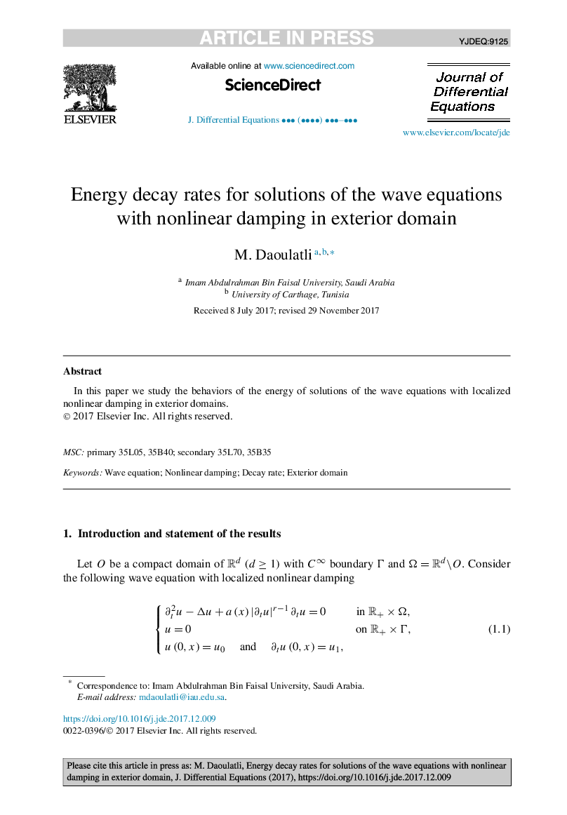 Energy decay rates for solutions of the wave equations with nonlinear damping in exterior domain