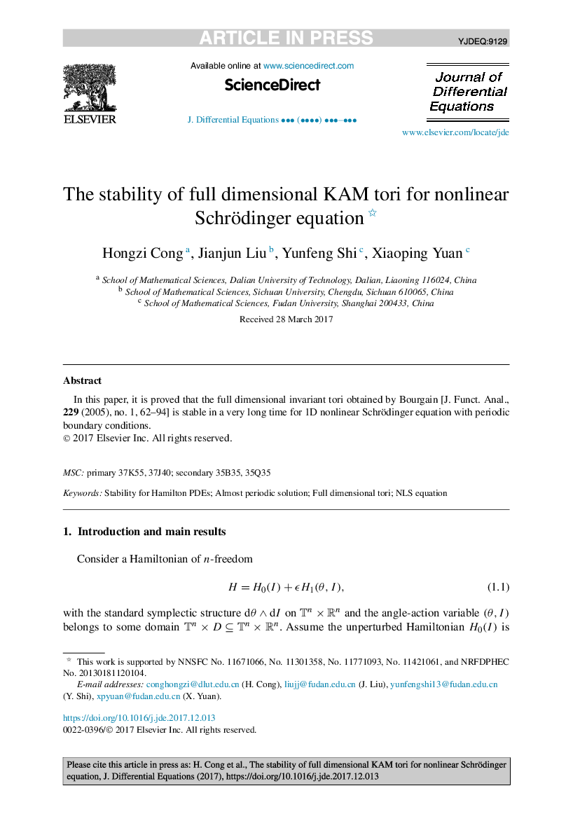 The stability of full dimensional KAM tori for nonlinear Schrödinger equation