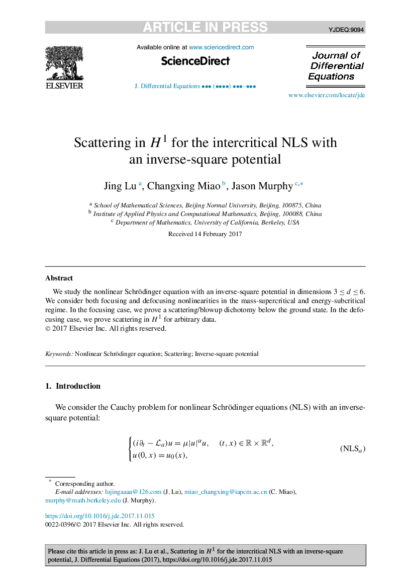 Scattering in H1 for the intercritical NLS with an inverse-square potential