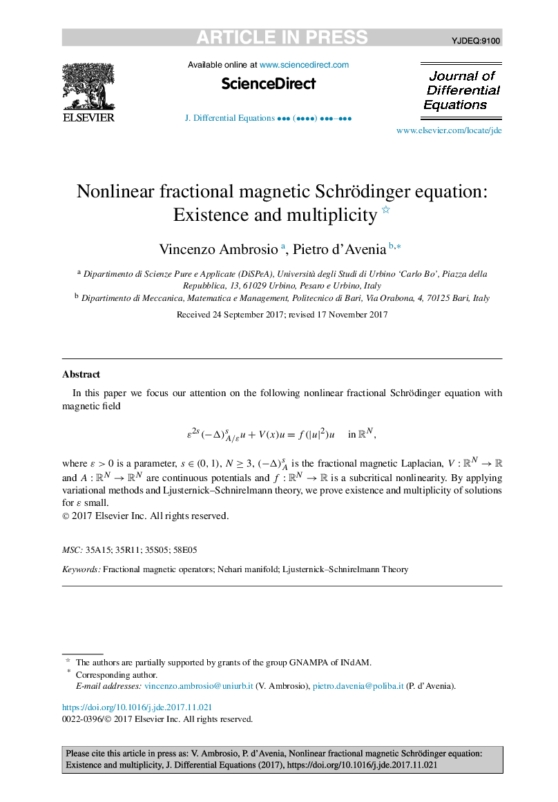 Nonlinear fractional magnetic Schrödinger equation: Existence and multiplicity