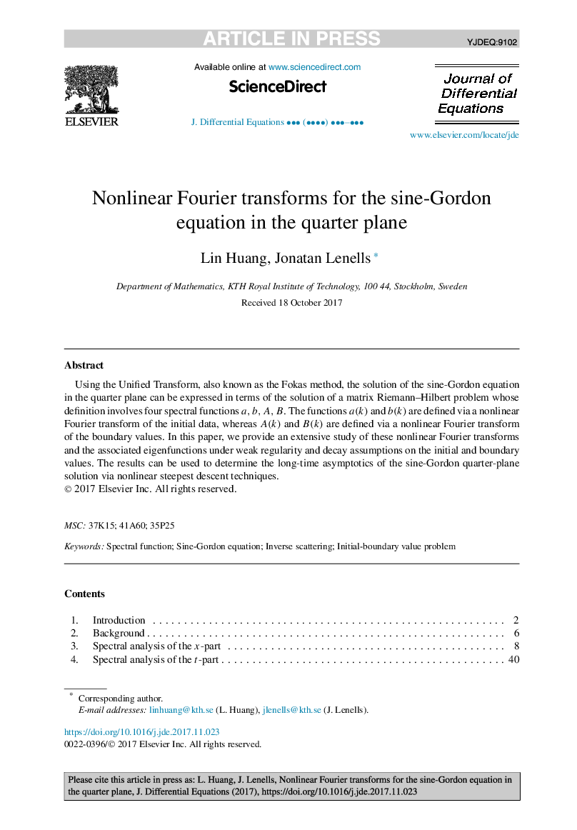 Nonlinear Fourier transforms for the sine-Gordon equation in the quarter plane