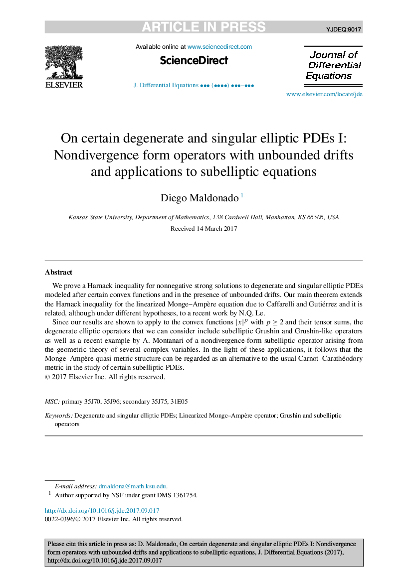On certain degenerate and singular elliptic PDEs I: Nondivergence form operators with unbounded drifts and applications to subelliptic equations