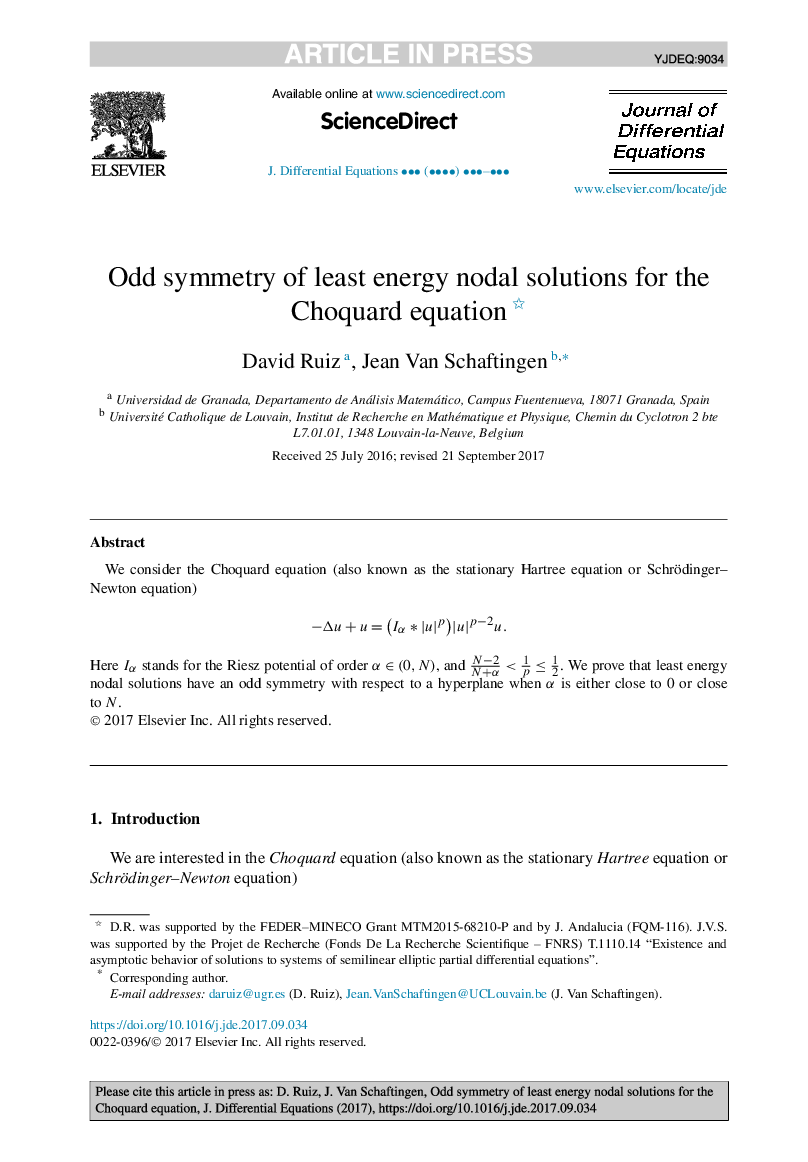 Odd symmetry of least energy nodal solutions for the Choquard equation