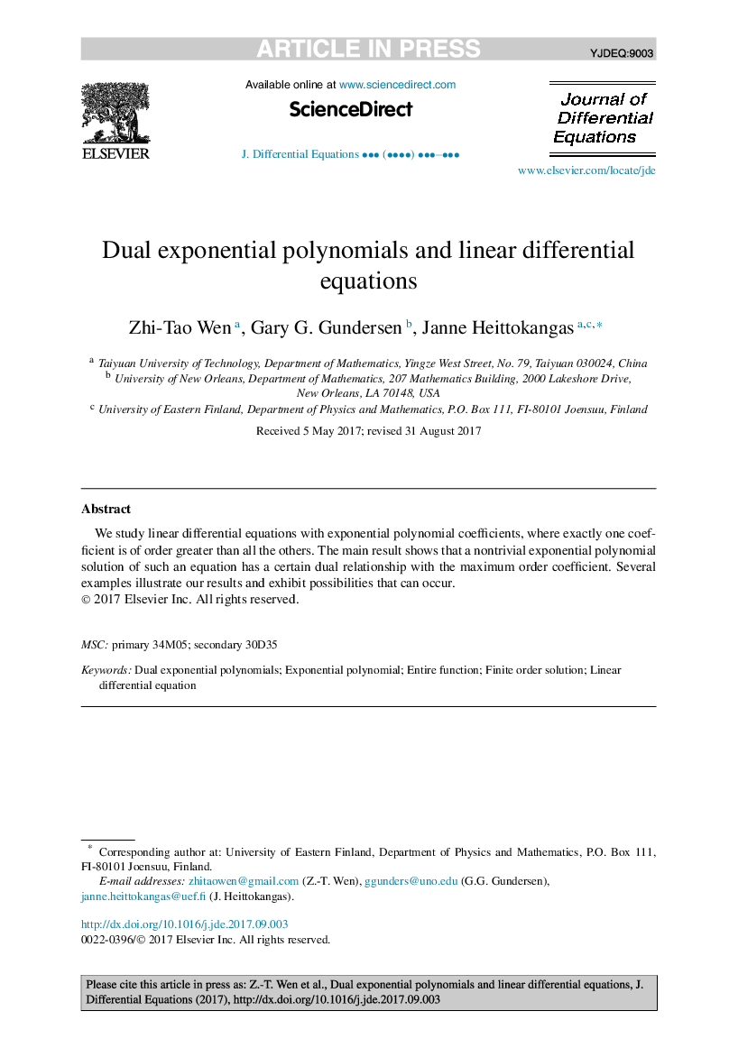 Dual exponential polynomials and linear differential equations