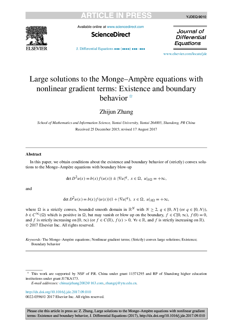 Large solutions to the Monge-AmpÃ¨re equations with nonlinear gradient terms: Existence and boundary behavior