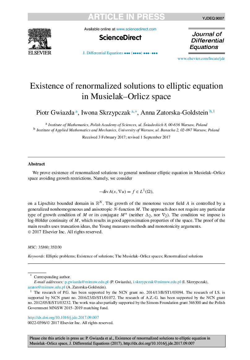 Existence of renormalized solutions to elliptic equation in Musielak-Orlicz space