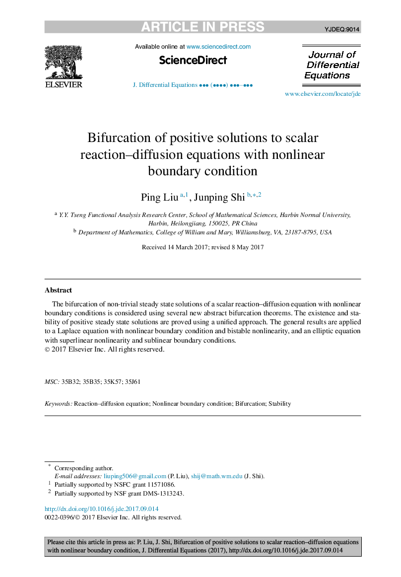 Bifurcation of positive solutions to scalar reaction-diffusion equations with nonlinear boundary condition