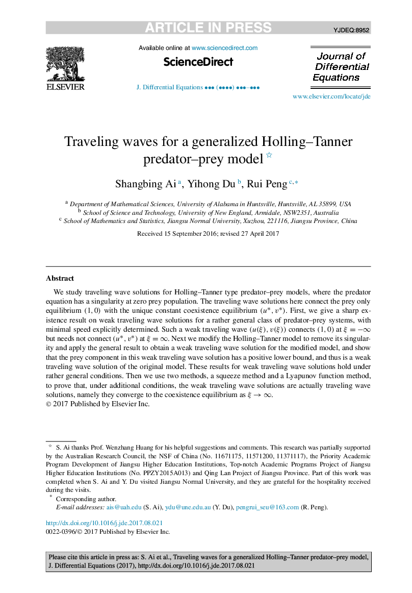 Traveling waves for a generalized Holling-Tanner predator-prey model