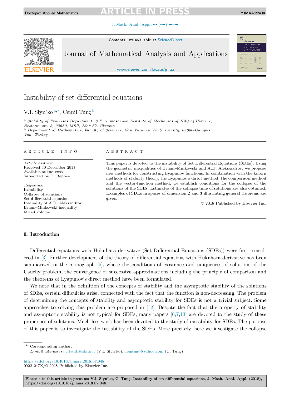 Instability of set differential equations