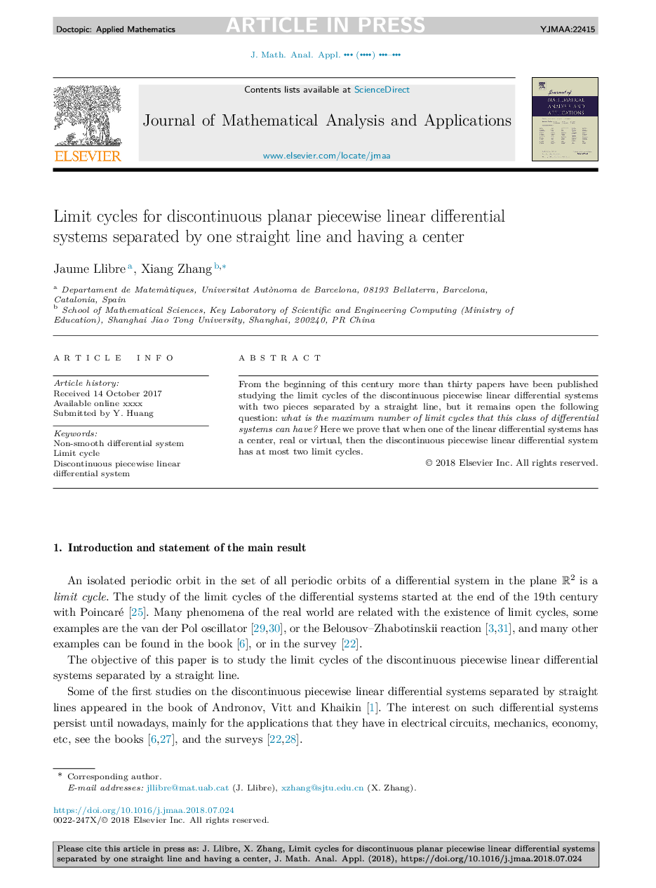 Limit cycles for discontinuous planar piecewise linear differential systems separated by one straight line and having a center