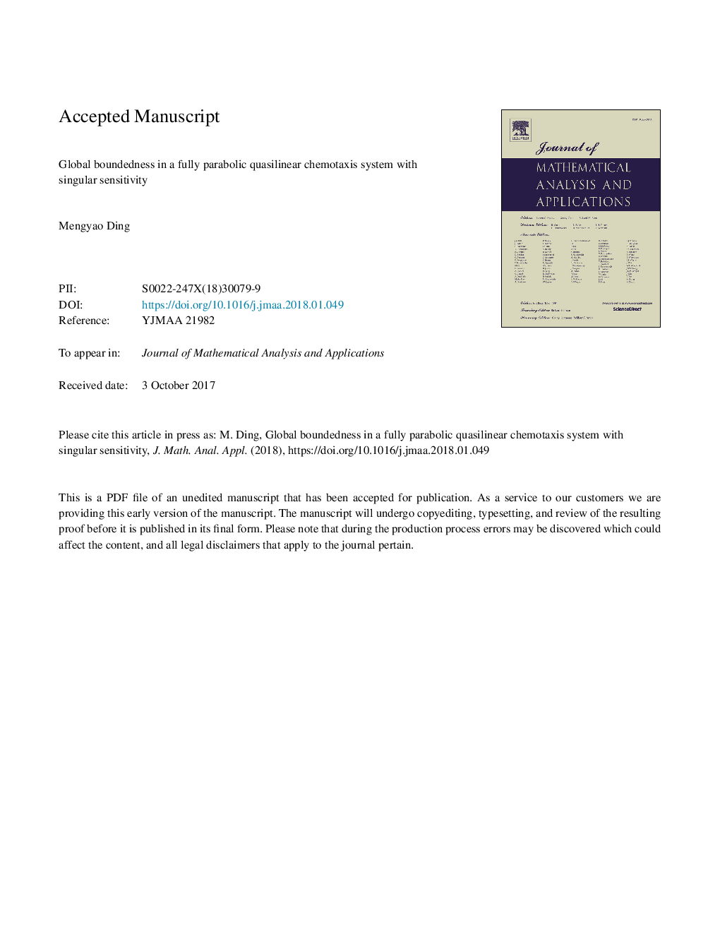 Global boundedness in a fully parabolic quasilinear chemotaxis system with singular sensitivity