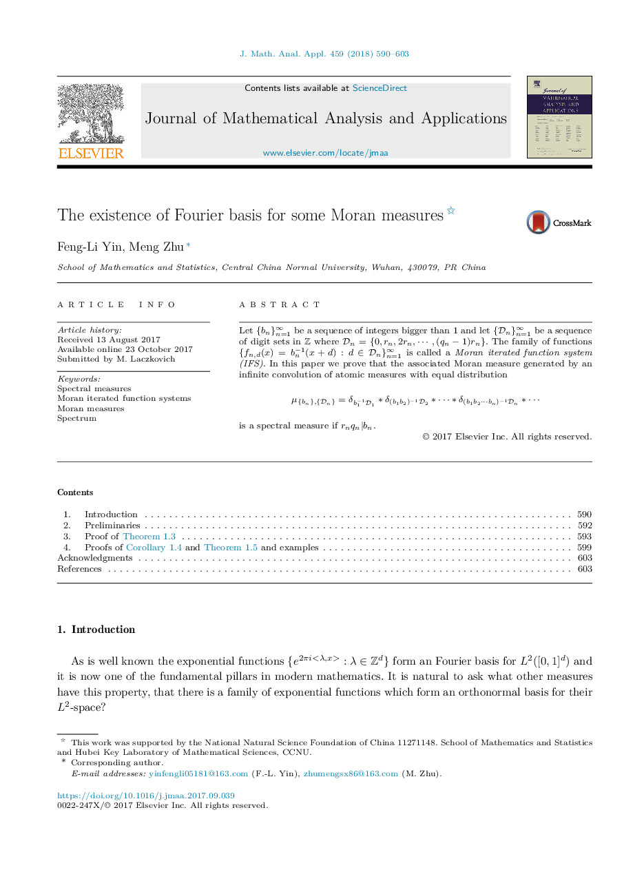 The existence of Fourier basis for some Moran measures