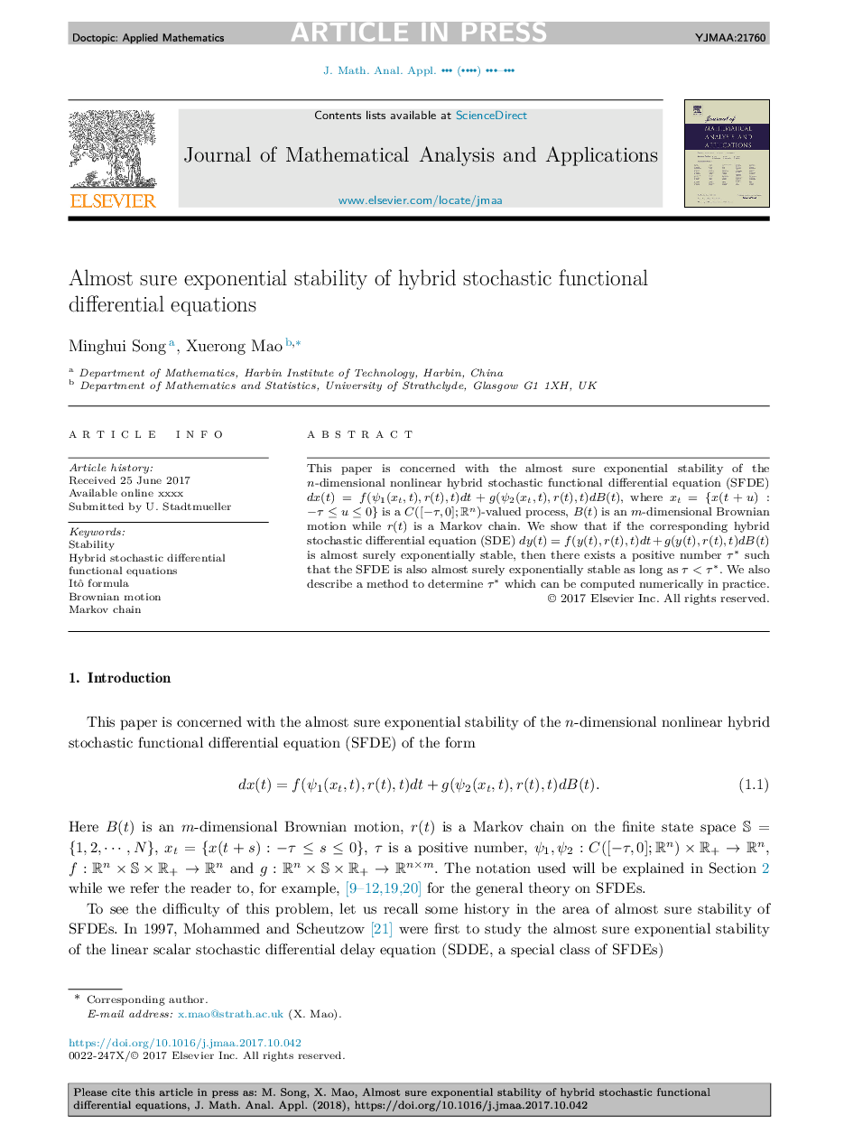 Almost sure exponential stability of hybrid stochastic functional differential equations